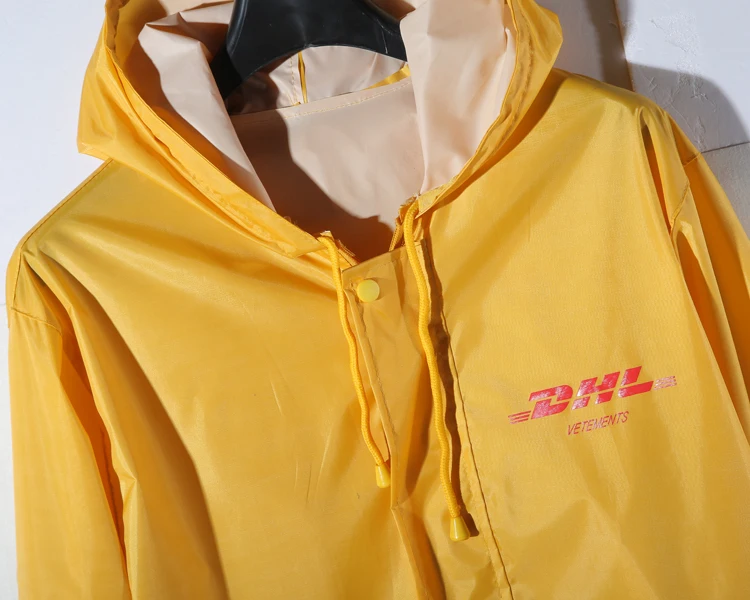DHL Vetements Jacket Men Oversized Raincoat Streetwear Coats Waterproof Windbreaker Vetements Bomber Heron Preston Orange Jacket