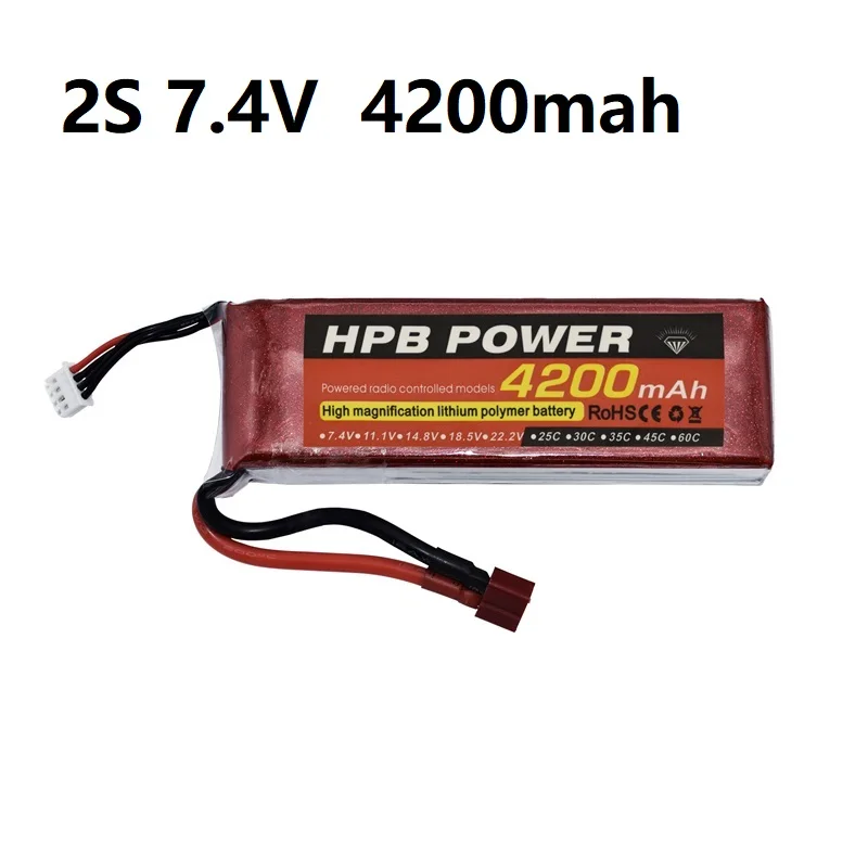 

HPB POWER 7.4V 4200mAh 25C 2S LiPo Battery With T/XT60 Plug for RC Car Airplane Helicopter 7.4 V 4200 mah 2S Lipo Battery