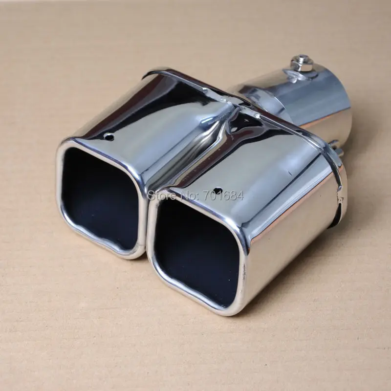 For Car Square Dual Slant Exhaust Muffler Tail Pipe Tip Silencer Inlet 46 62mm [QP1047]in