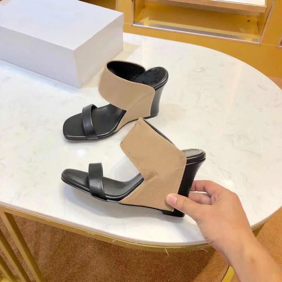 

Loney Brand Black Genuine Leather Chunky Heel Sandals Open Toe Buckle Strap Summer Sandals Shoes Women