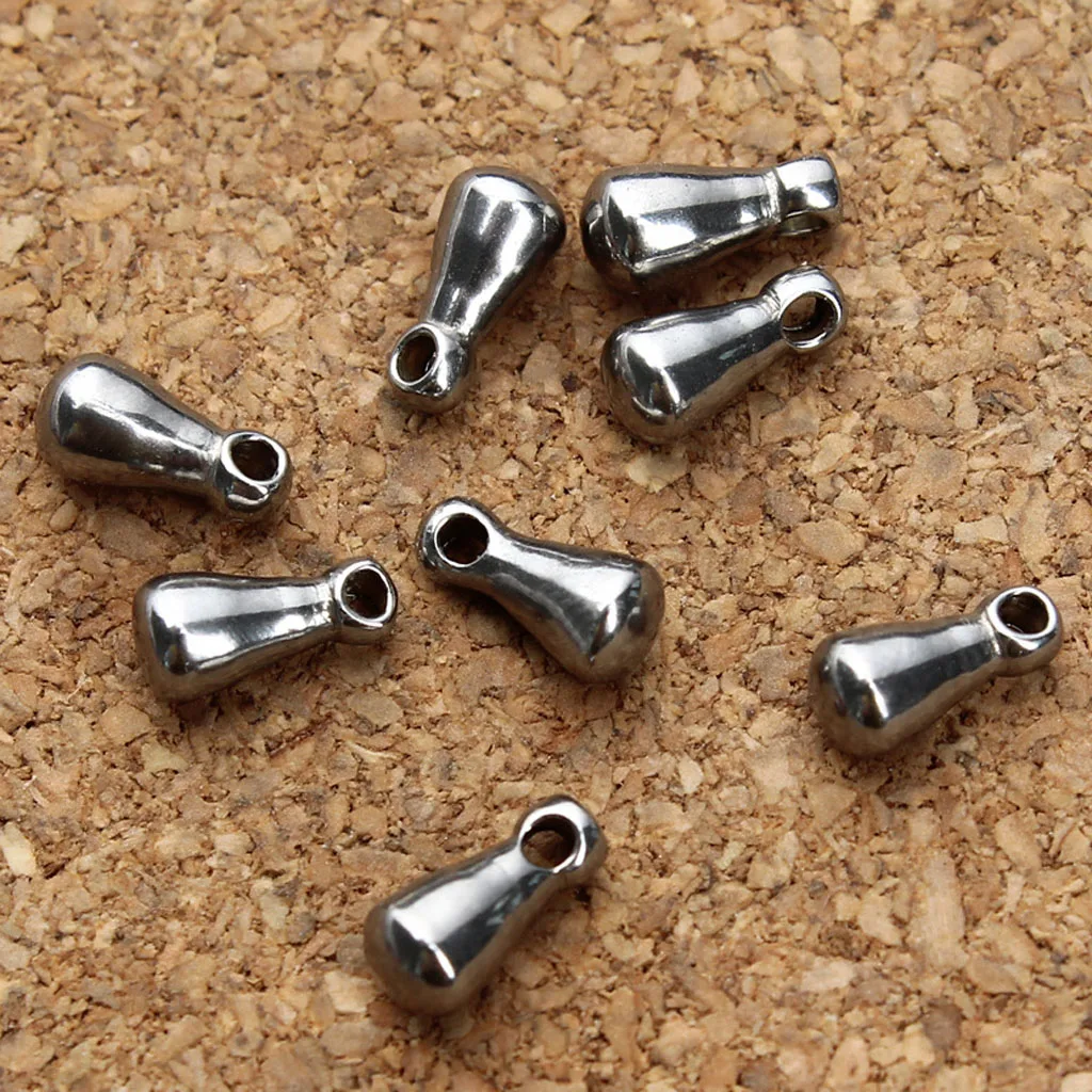 50pcs 6x3mm Stainless Steel Tear Drop pendants Charms Tail Extend Chain