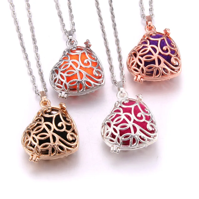 

New Mexico Chime Music Ball Caller cages Heart Necklace Aromatherapy Essential Oil Pregnant Women Pendant Necklace