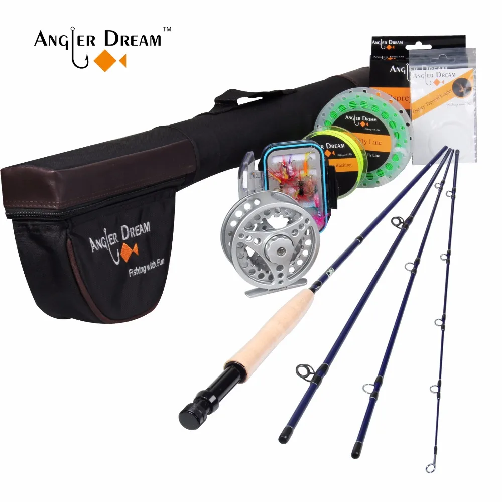 

Angler Dream Fly Fishing Rod Combo 3/4 5/6WT Large Arbor Fly Reel and Line Kit Backing Leader with Loop & Cordura Tube