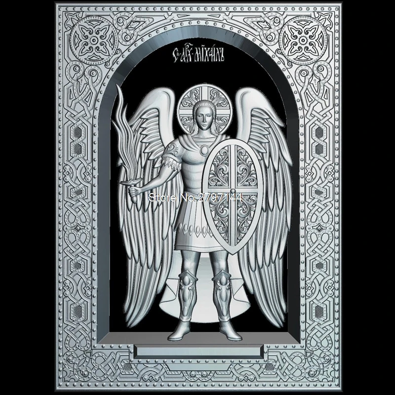 

Saint_1 Mihail (Arhanghelul) frame 3D model relief figure STL format Religion 3d model relief for cnc in STL file format