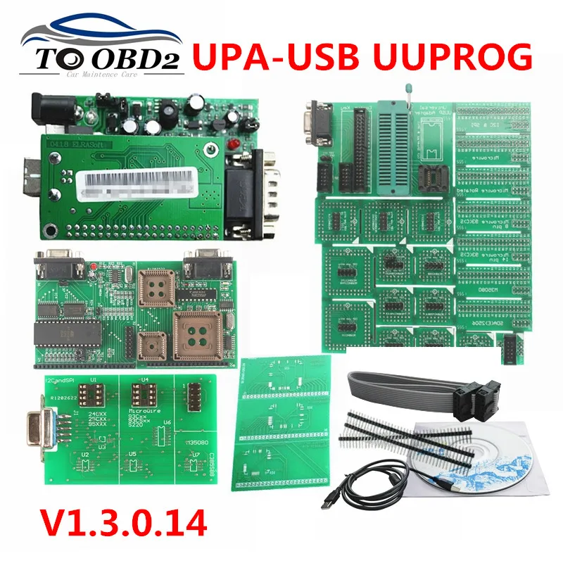 

Top Quality Green Adapter UPA USB UUPROG V1.3 Auto Professional ECU Chip Tuning Interface V1.3.0.14 UPA-USB Express Shipping