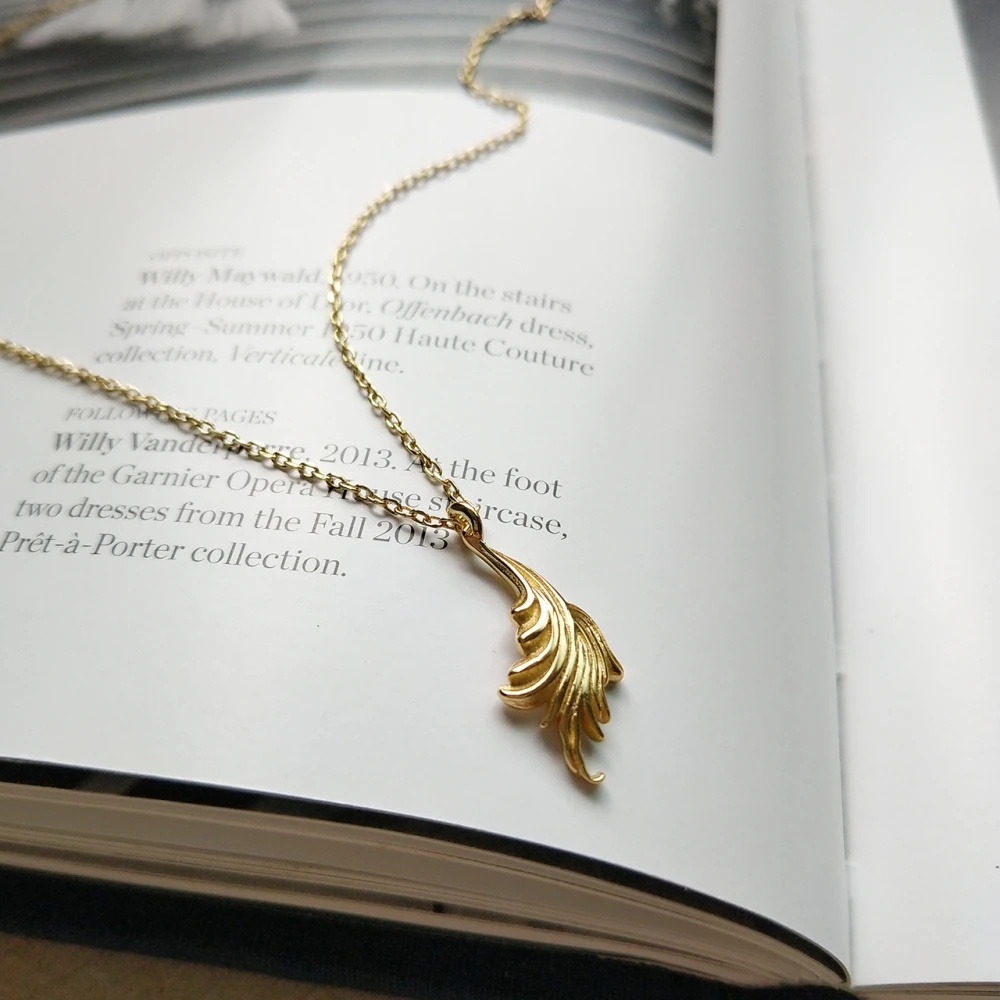 

925 Sterling Silver Leaves Necklace & Pendant Tiny Leaf Collars For Women Simple Good Luck Jewelry Bijoux