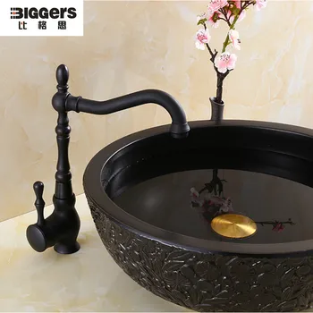 

Free shipping Europe ORB black color copper rotatable bathroom basin faucet single handle mixer for cold and hot water BBF22