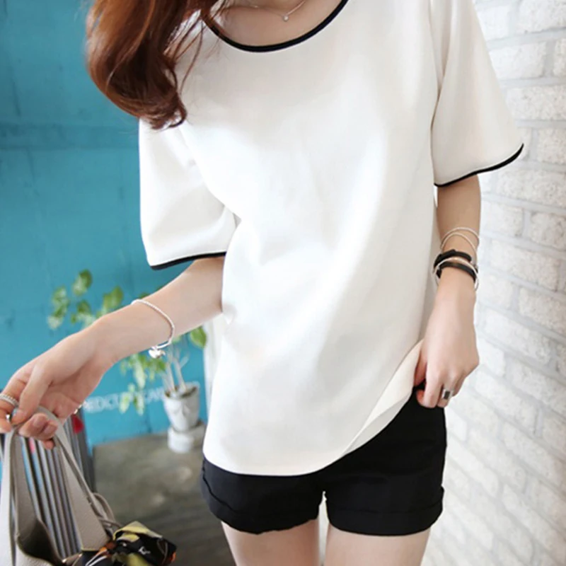 

2019 New Women Tshirt Casual Streetwear Black White Shirts Korean Style Loose Fit Short Sleeve Tops Tee Female Clothings