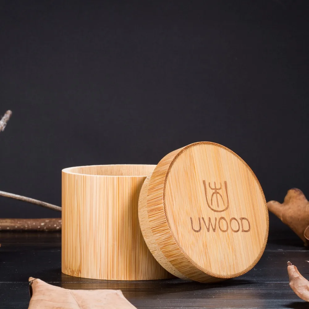 Натуральные ручной работы деревянные часы ремешок UWOOD uw1001 расширяют ремешок, роскошный бамбуковый Деревянный Подарочная коробка для часов packag