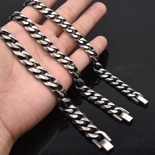 Ювелирные изделия AMUMIU, мужской браслет, кубинские звенья и цепи, браслет из нержавеющей стали для браслета, мужской аксессуар,, HZB103