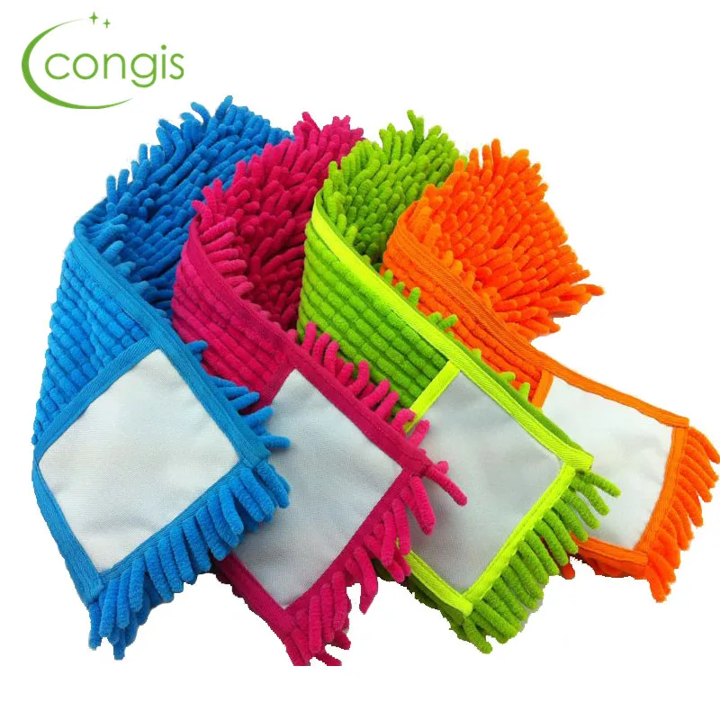 

Congis 4PCS/set Chenille Flat Mop Head for Floor cleaning solid mops cloth Replacement household cleaning tools 4 color