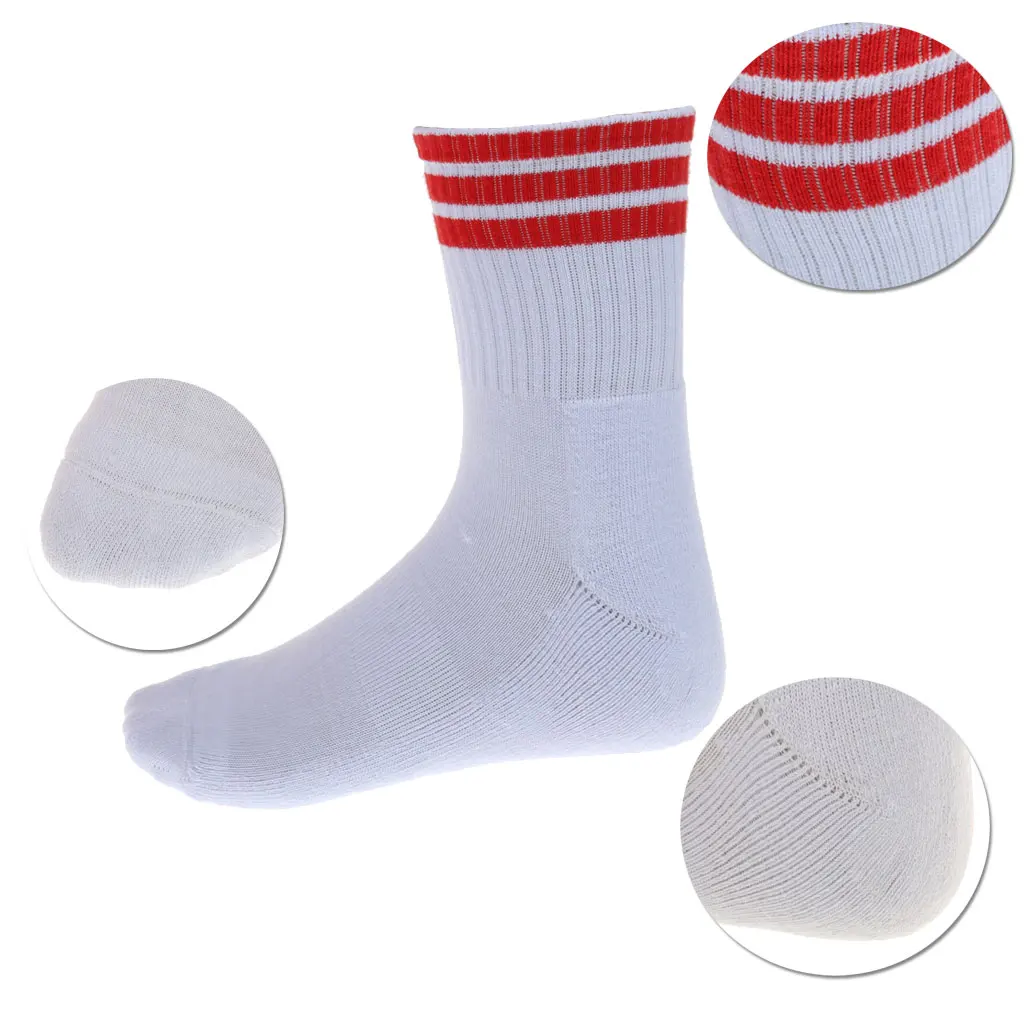 Полосатые спортивные беговые футбольные эластичные короткие носки белого и красного цвета