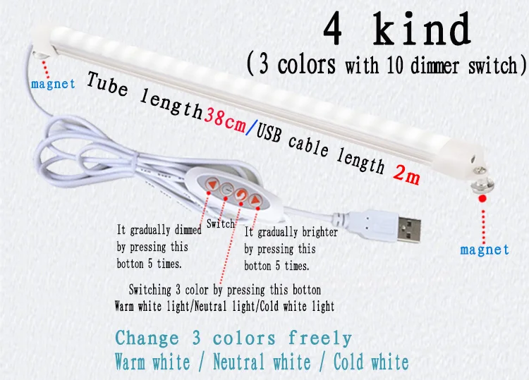 5 в 5 Вт настольная лампа USB светодиодный настольный светильник 24 светодиодный светильник с зажимом для чтения книг светильник Светодиодный настольный светильник сенсорный 3 режима