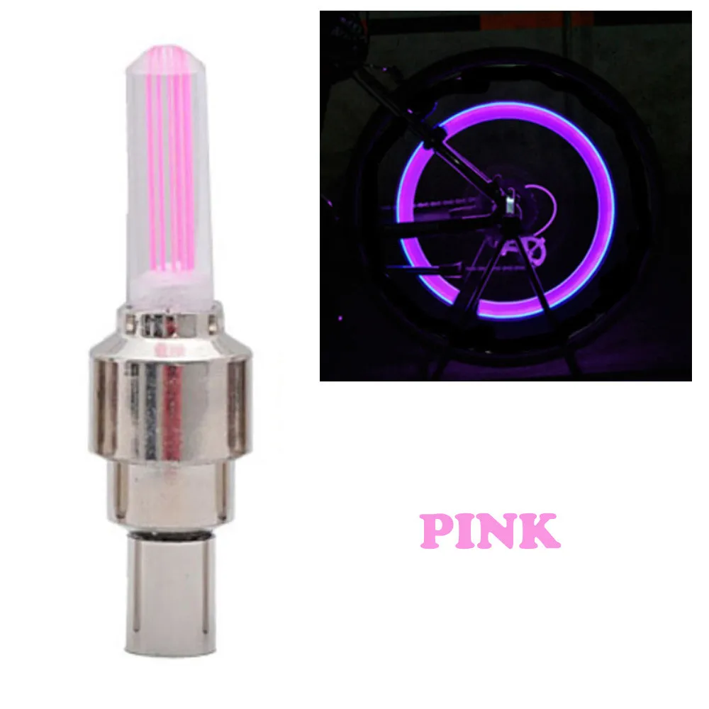 Sale Bike Tire Air Cover Rim Wheel Stem CapHoukiper 2 Pcs Bicycle Lights Neon Color Tyre Wheel Valve Cap Light LED Lamp Flash#h 11