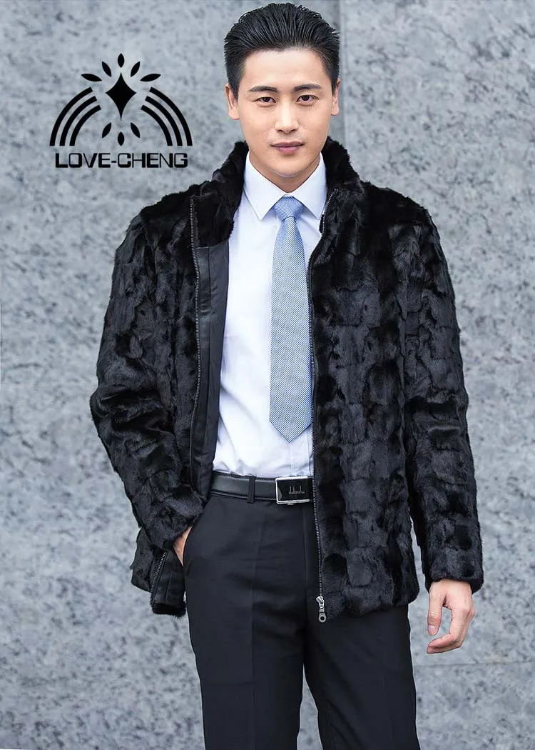 Новая мода настоящая шуба из натуральной норки мужская куртка со стоячим воротником Верхняя одежда Пальто на заказ любой размер