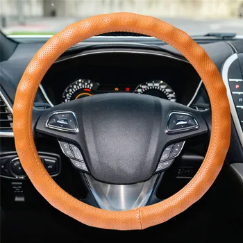 

Car Leather Hand Sewing Steering Wheel Cover Car Interior Products 38cm 15inch Ultrafine Fiber LeatherCar Steering Wheel Cover#F