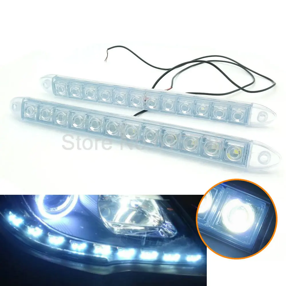 NEW Silicone flexible 2 12LED Daytime running lights DRL Driving Lamp soft LED auto headlight with