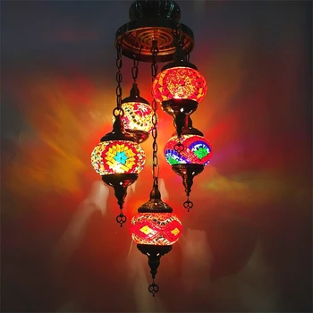 

Bohemia turkish moroccan pendant light handmade mosaic stained glass Corridor Stairwell cafe restaurant hanging light lamp