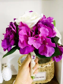 

IN STOCK Cheapest real Rose Bridesmaid Wedding Foam flowers Rose Bridal bouquet purple Fake Wedding bouquet de noiva