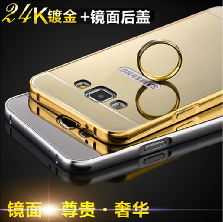 Для Samsung Galaxy J1 2016 Case Зеркало Металлического Алюминия Бампер + Жесткий PC Задняя
