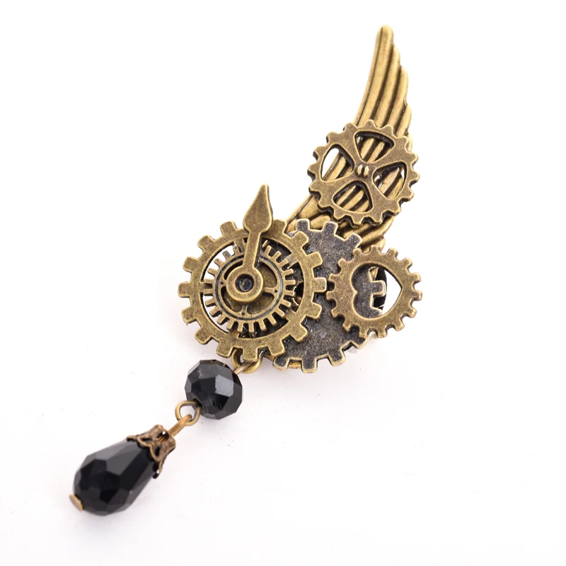 Vintage Clock Mechanical Gears Steampunk Brooch Costume Wing Punk Accessory Goth | Украшения и аксессуары