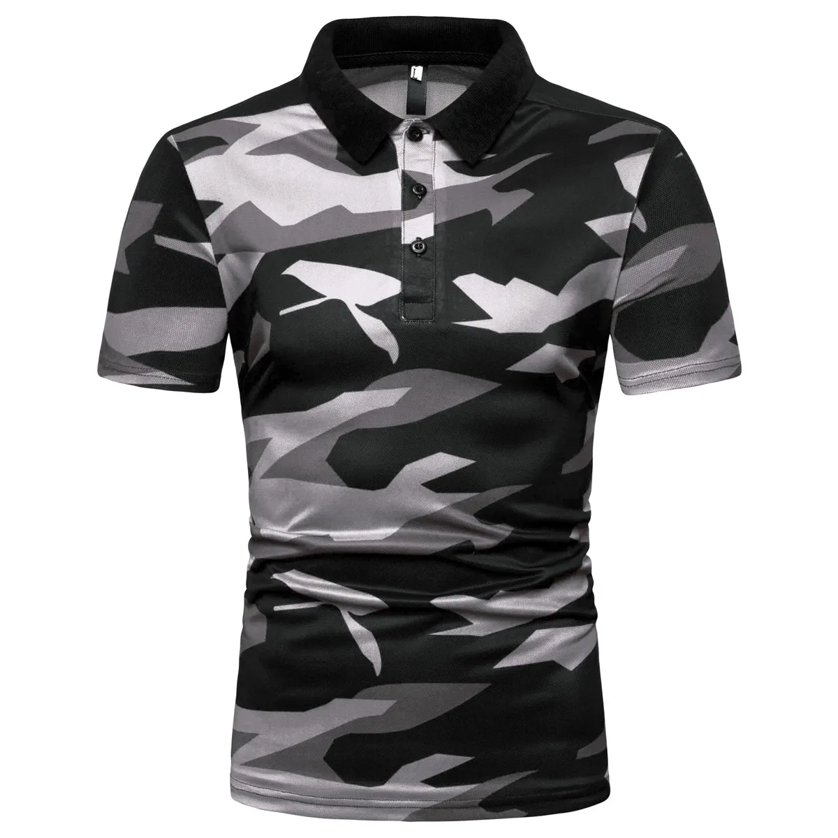 

Miicoopie Mens Short Sleeve Polo Shirts Fashion Camouflage Print Casual Brand Mens Polo Shirts