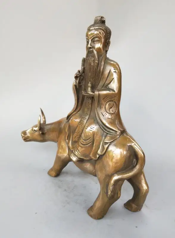

Chinese pure brass Taoism founder Lao tze to ride cow statue