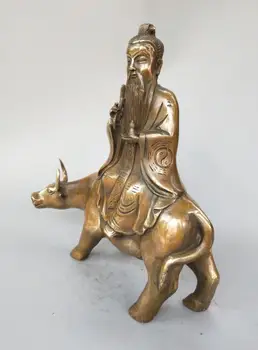

Chinese pure brass Taoism founder Lao tze to ride cow statue