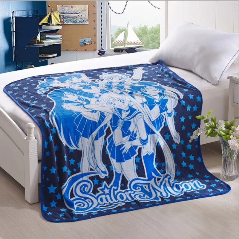 Free shipping Sailor Moon Soft fleece blanket sofa cover kids bedding