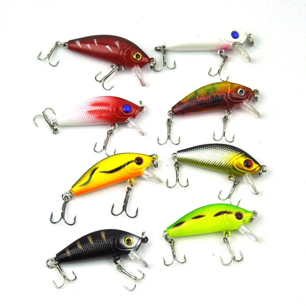 

Lots of 8pcs 50mm 3.6g Hard Fishing Lures Minnow Crank Baits Hooks Tackles