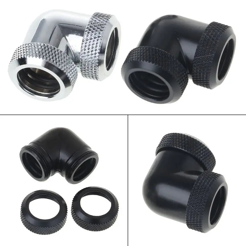 Water Cooling G1/4 Thread 90 Degree Elbow Adapter Tube Connector 14mm Rigid Hard Tube Connector Water Block Fittings