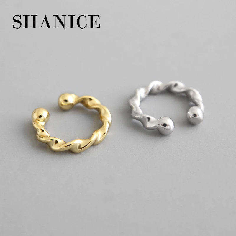 

SHANICE 925 Sterling Silver INS simple Mobius twist Ear Cuff Clip On Earrings For Women Girl Without Piercing Earings Jewelry