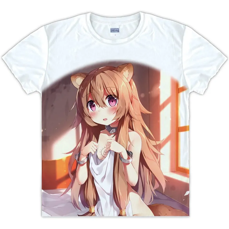 Футболка с рисунком героев аниме The Rising of the Shield Hero Raphtalia одежда коротким рукавом