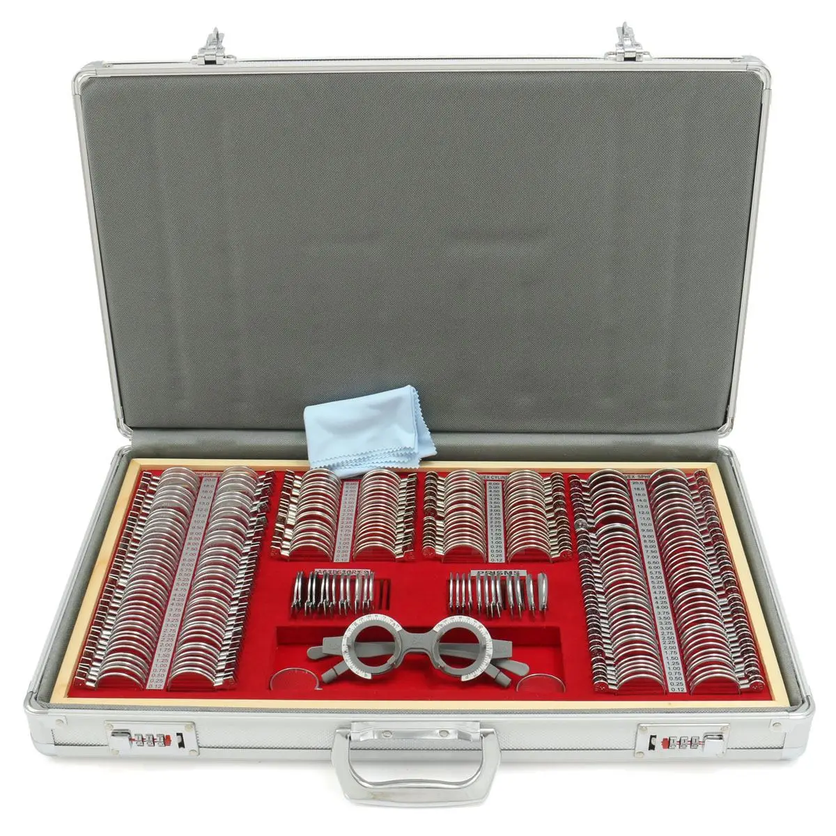 US $114.47 ZEAST 104266 Optical Lens Trial lens set Eye Test Optometry trial lens case Metal Trim Evidence Box Aluminium case