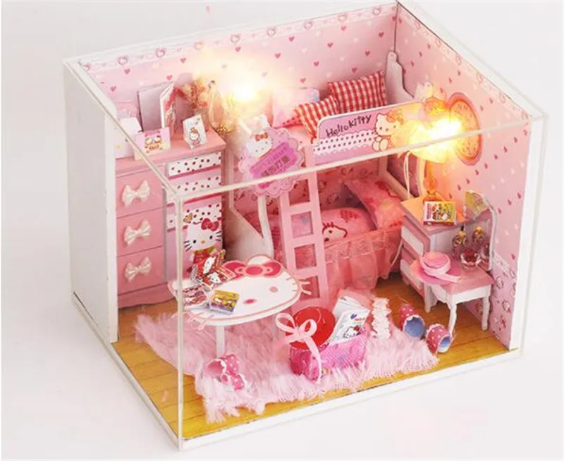 Кукольный домик Миниатюрный DIY Кукольный дом с мебелью котенок принцесса дом игрушки для детей подарок на день рождения С Пылезащитным покрытием
