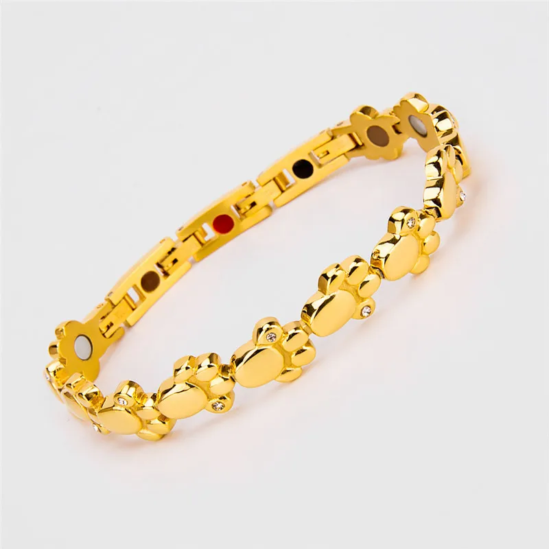 

Fashion Magnetic Paw Bracelet Stainless Steel Bracelete Feminino Bio Nagetive Ion Power Magnetic Hologram Energy Health Bracelet