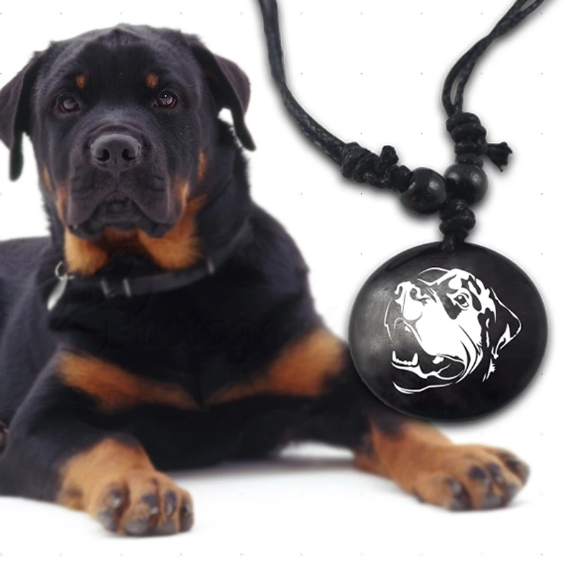 ROTTWEILER Vintage Braided Woven Rope Leather Unisex Necklace Yak Bone