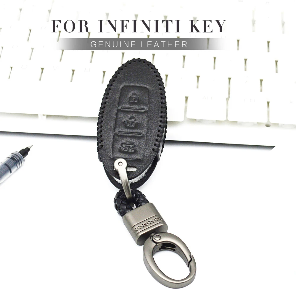 

Genuine Leather Car Smart Key Case Cover For Infiniti Fx Q50 FX35 QX70 G35 Q30 QX50 G37 Q70 QX80 FX37 Key Ring Cover Accessories