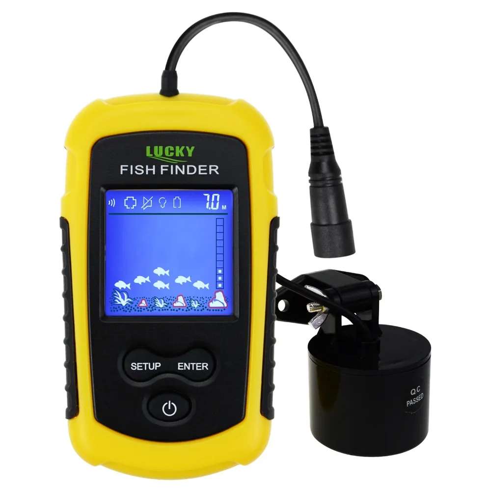 

LUCKY Portable Wired Fish Finder Sonar 100M (328ft) Depth Detection TN/ Anti-UV LCD Display with Clear LED Backlight