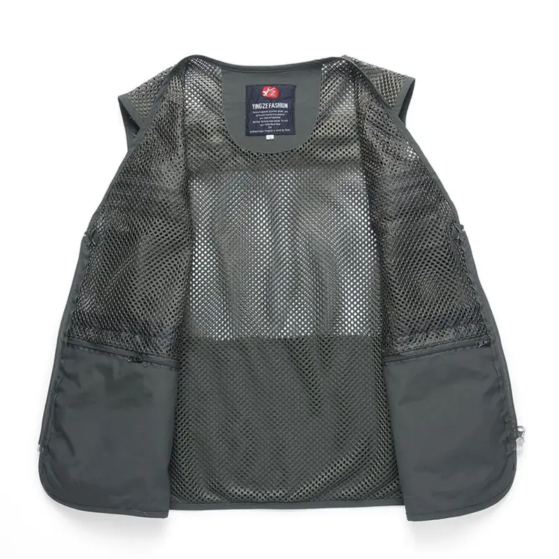 zozowang Men Summer Outdoors Tactical Mesh Vest Men Breathable Shooting Multi Pockets Vest Shooting Waistcoat Sleeveless Jacket 