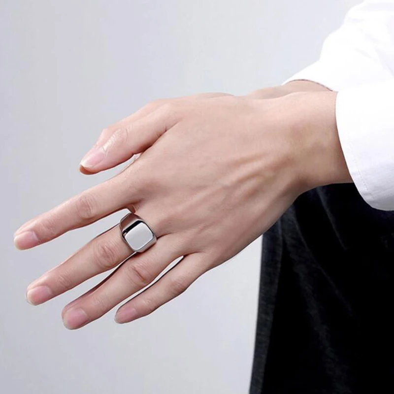 Customized Engraved Name Rings Stainless Steel Personalize Words Initials Letters Signet Ring For Men Women Wedding Gifts