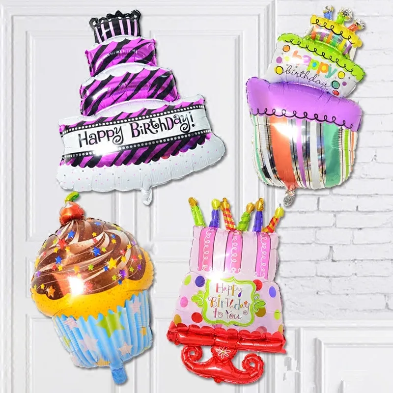 1pcs Large Birthday Cake Foil Balloons Baby Shower Balloon ...