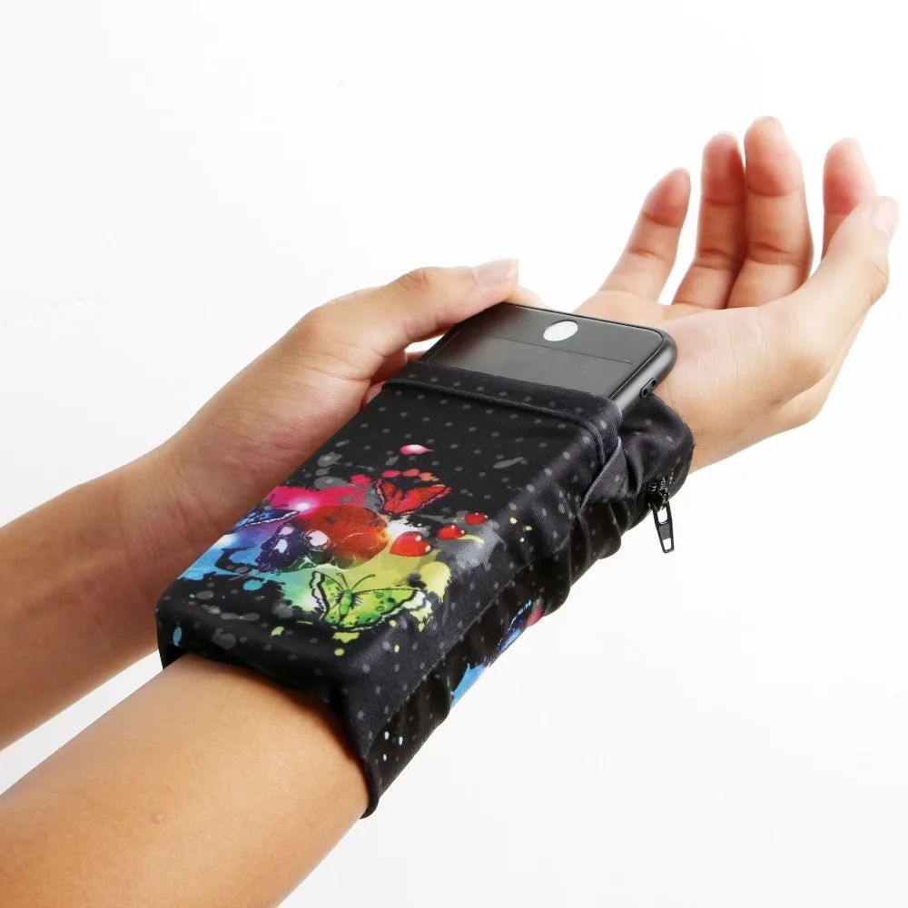 

Double Side Wrist Wallet Pouch card holder Pocket Wristband Sweatband Phone Arm Band Bag Wrist Support Multifunctional travel
