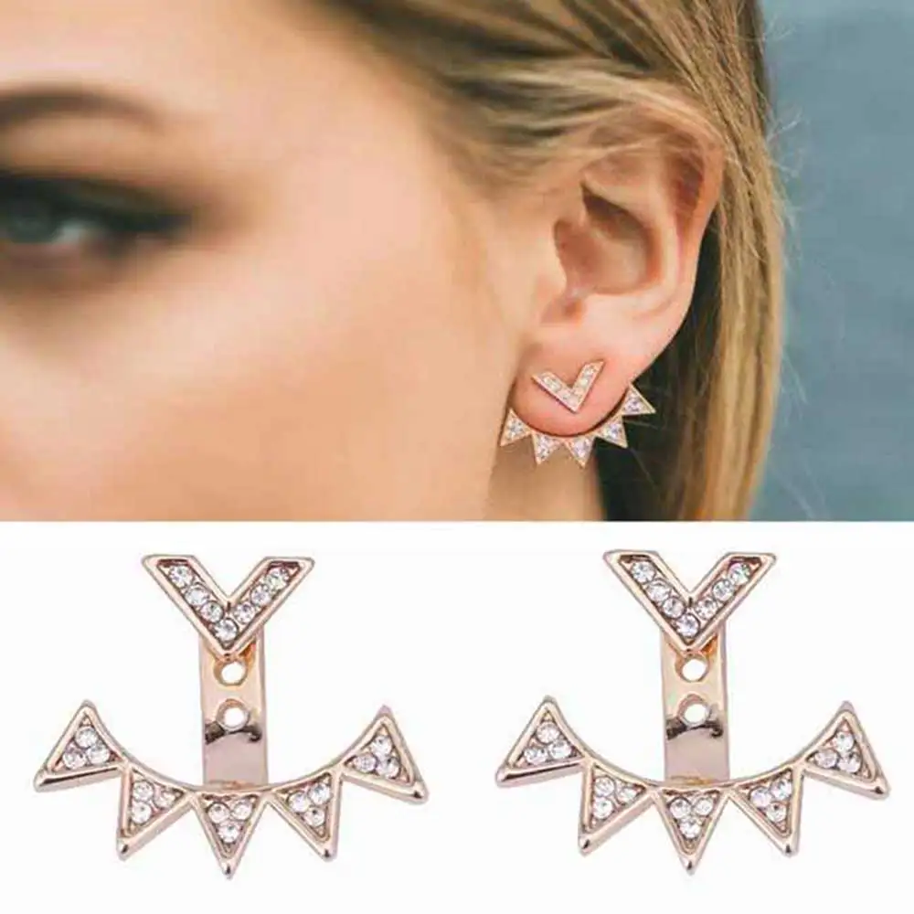 

KISSWIFE new delivery triangular earrings V letter crystal high quality lady earrings wholesale hot