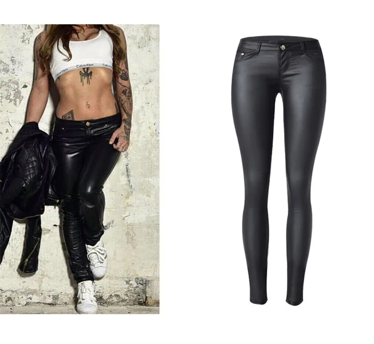 HCYO, женские брюки с низкой талией, стрейчевые, вымытые, с покрытием из искусственной кожи, джинсы для женщин, сексуальные, обтягивающие, узкие брюки, мотоциклетные штаны из искусственной кожи