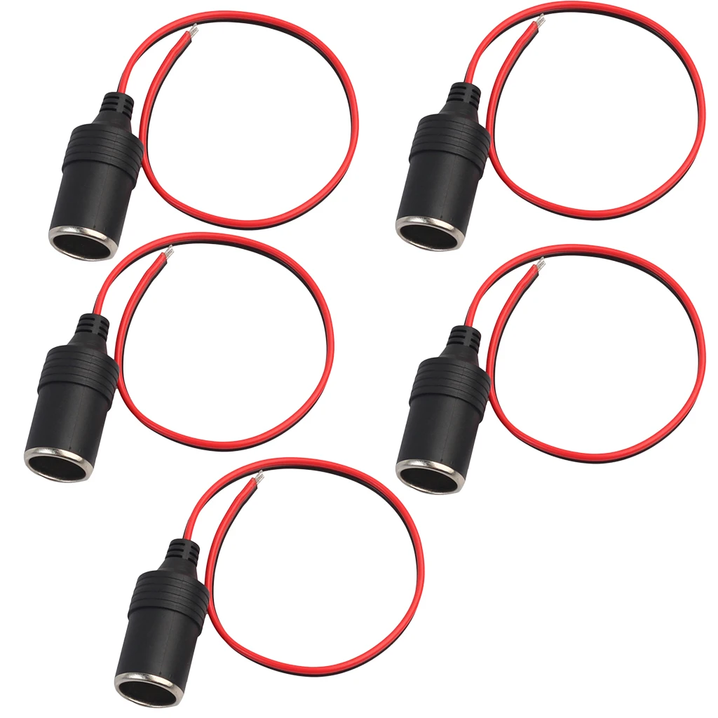 5Pack Car Cigarette Lighter Socket Fused 12v 24v Power Charger Adapter Female Socket Connector Adapter, 1ft/30cm