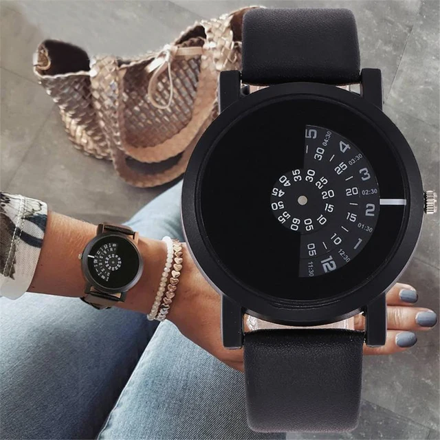 Fashionable Couple Alloy Watch PU Strap Personality Round Dial Casual Wristwatch Fashionable Couple Alloy Watch PU Strap Personality Round Dial Casual Wristwatch