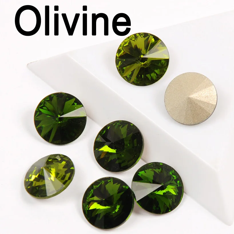 Olivine 1122 K9 хрустальные стразы круглые Rivoli разноцветные стразы шьют на Стразы Бисер для одежды обувь ювелирные изделия Diy украшения - Цвет: Olivine
