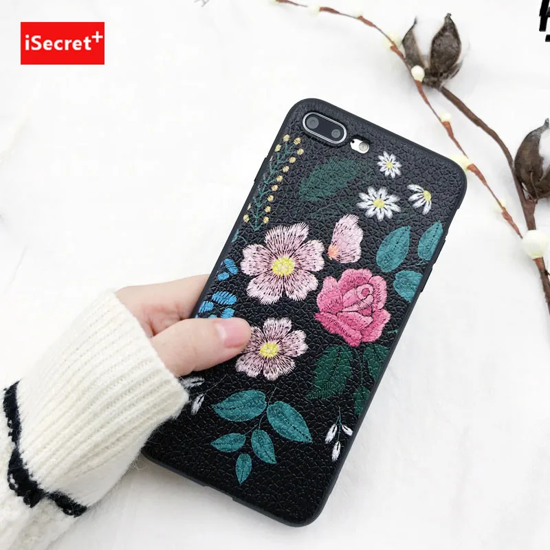 VORSON/чехол для телефона в стиле ретро с цветами iPhone 6 6S 7 8 Plus X Black Lichee Vein мягкий ТПУ