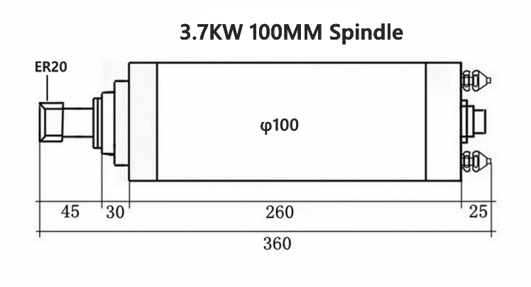 TECNR 3.7KW с водяным охлаждением двигателя шпинделя 220 В 380 В диаметр 100 мм ER20 для ЧПУ машины GDZ-100-3.7